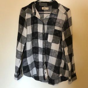 Hollister bleach-splattered button-up